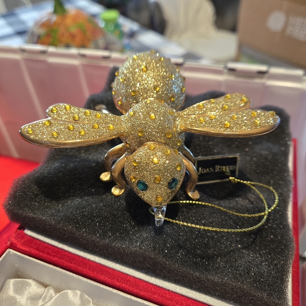 Joan Rivers Gold Bee Beautiful Glass Christmas Ornament